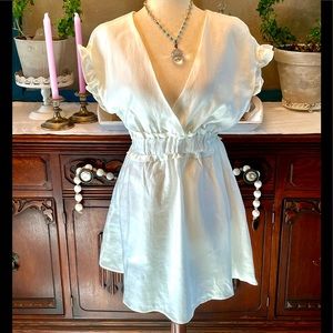 NWOT! ZARA Linen Ruffled Dress, Size XS